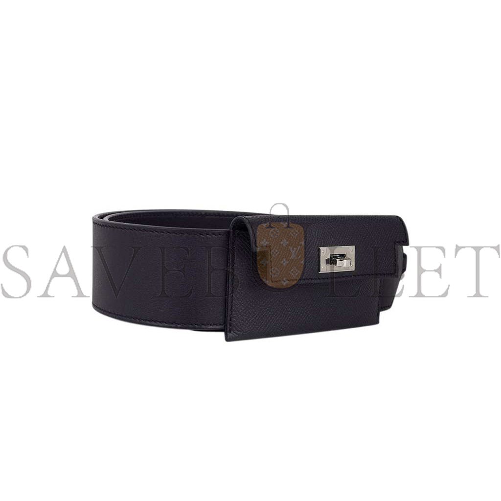 H**mes swift epsom pocket kelly shoulder strap black (5cm)